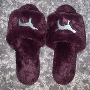 burgundy slippers from pink